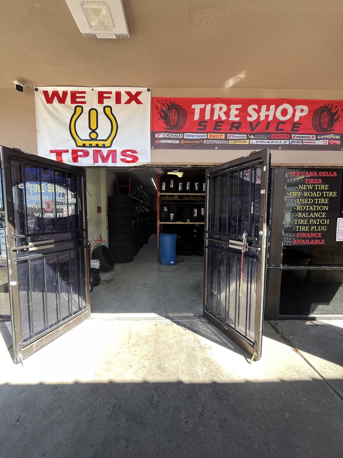 Tire rack and workbench at G'S CASA DELLA TIRES LLC
